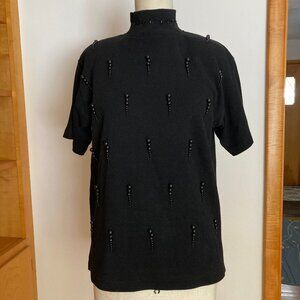 Lisa Ashley Beaded Mock Neck Sweater